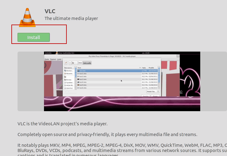 vlc media player on ubunt5