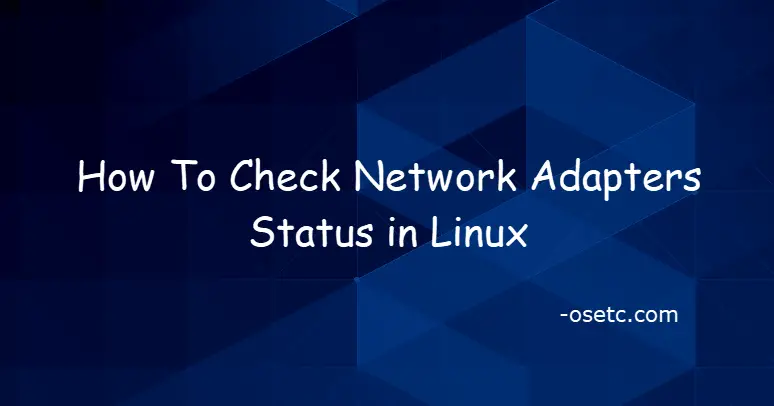 How To Check Network Adapters Status in Linux1